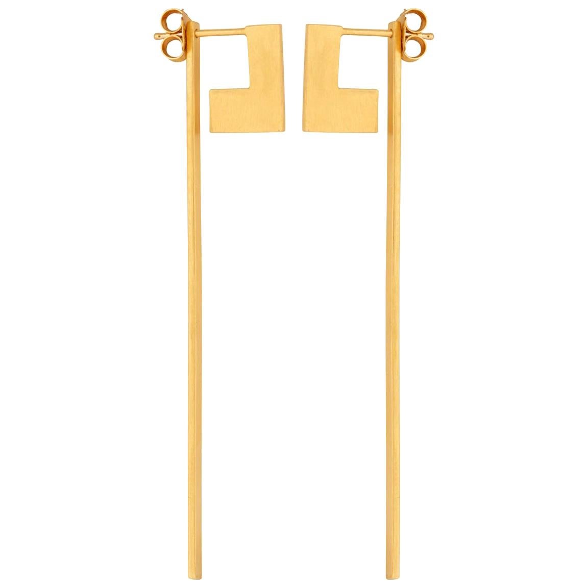 18 Karat Gelbgold Perspective Swing Extension Feine Ohrringe im Angebot