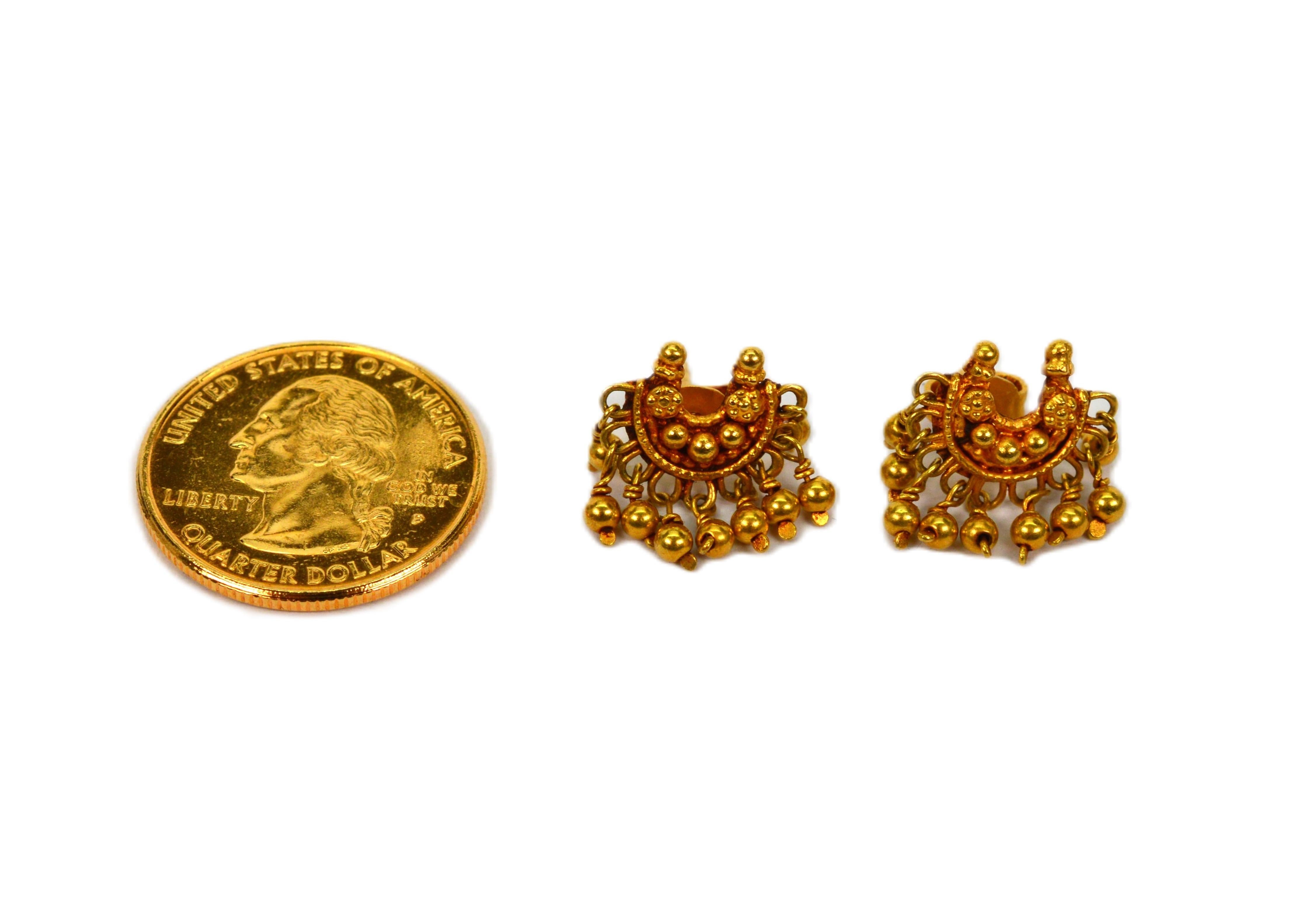 Women's 18 Karat Yellow Gold Petite Chandbali Earrings For Sale