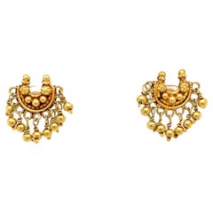 18 Karat Yellow Gold Petite Chandbali Earrings