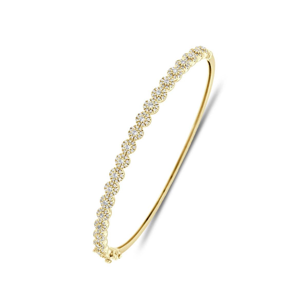 Pulsera Petite Halo de Diamantes '1 Quilate' de Oro Amarillo de 18 Kilates Corte redondo en venta