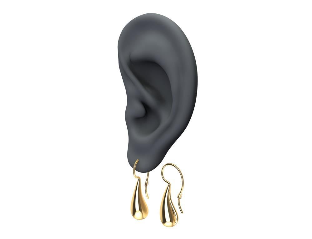 Petites boucles d'oreilles en goutte en or jaune 18 carats en forme de larme Pour femmes en vente