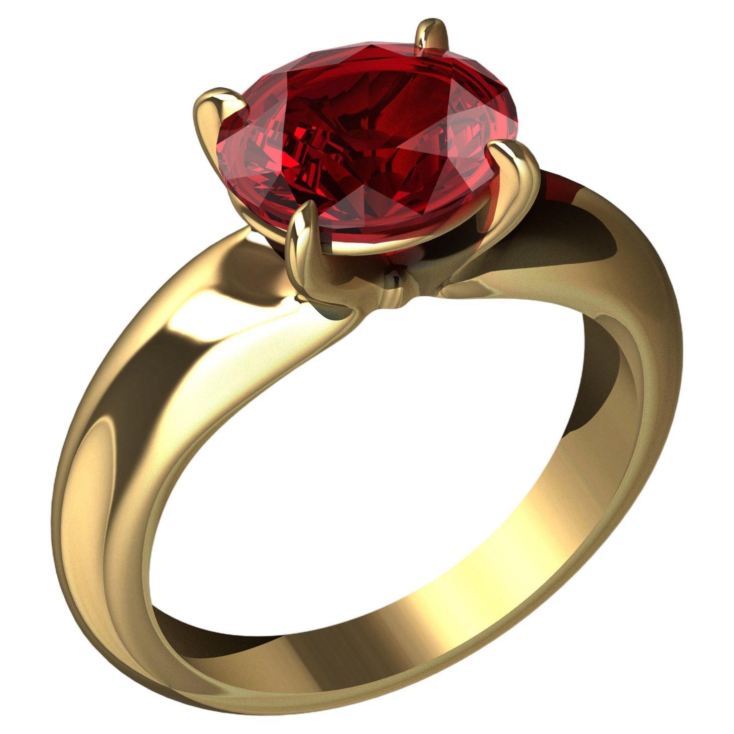 Anillo Escultura de Rubí Sangre de Paloma de Oro Amarillo de 18 Quilates de 3,72 Quilates