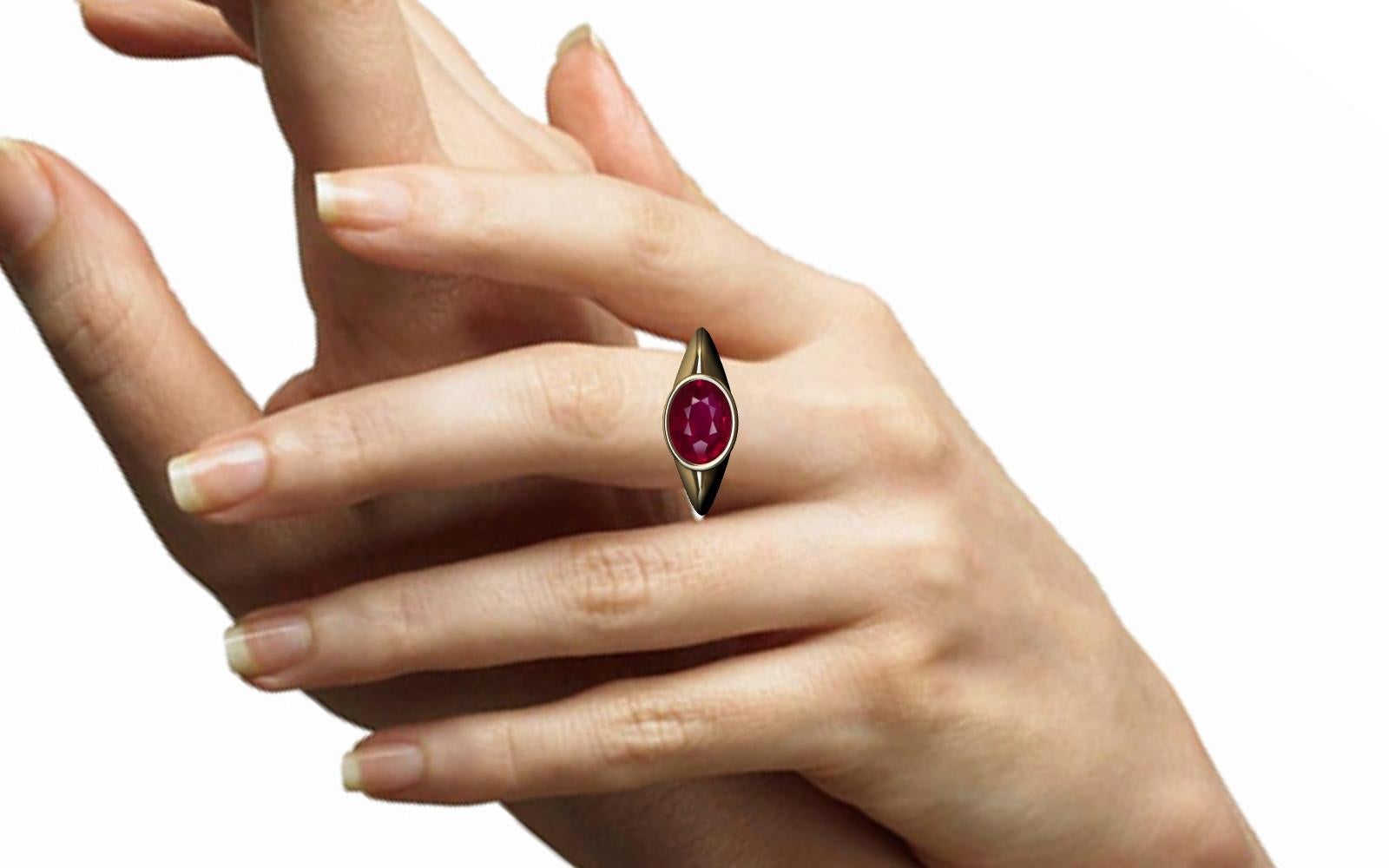 For Sale:  18 Karat Yellow Gold Pigeon Blood Ruby Sculpture Ring 10