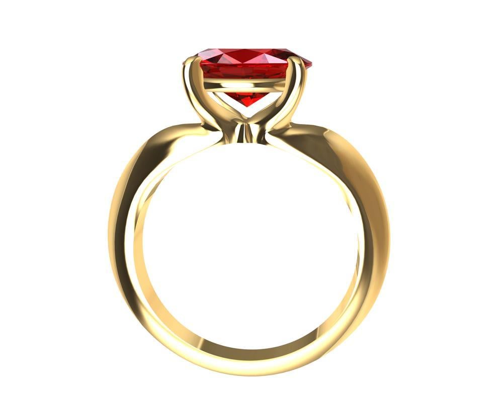 For Sale:  18 Karat Yellow Gold Pigeon Blood 2.58 Carat Ruby Sculpture Ring 2