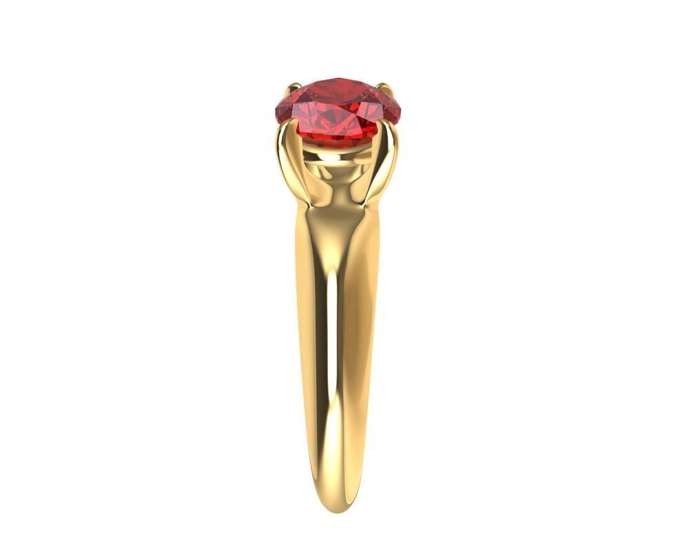 For Sale:  18 Karat Yellow Gold Pigeon Blood 2.58 Carat Ruby Sculpture Ring 3