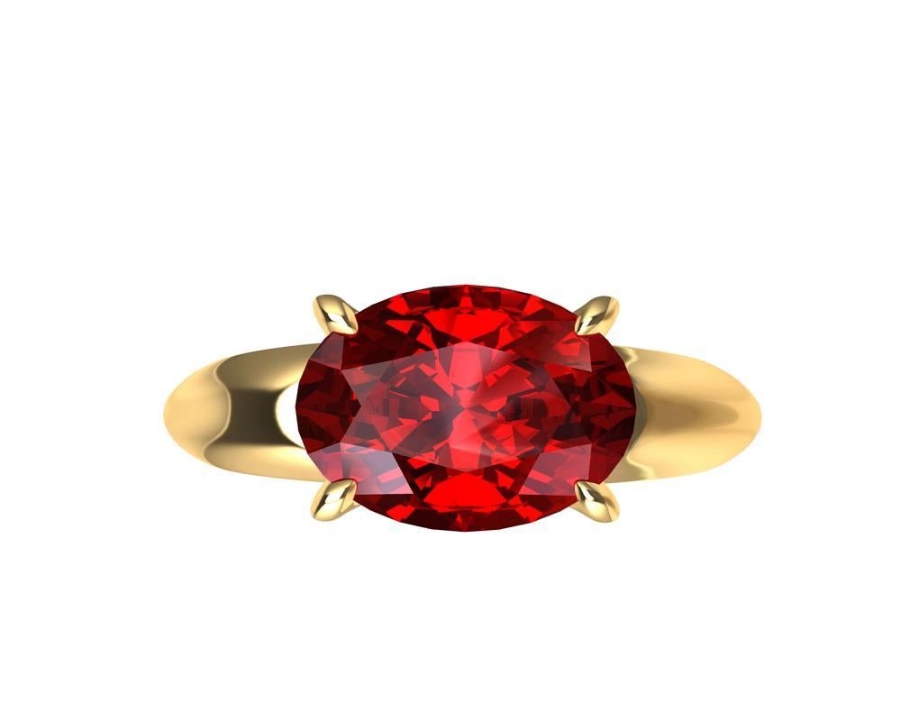 For Sale:  18 Karat Yellow Gold Pigeon Blood 2.58 Carat Ruby Sculpture Ring 5