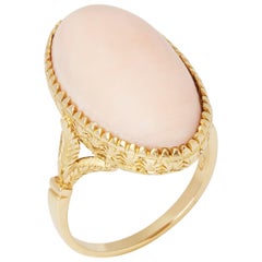 18 Karat Yellow Gold Pink Coral Ring