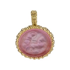 18 Karat Yellow Gold Pink Pendant