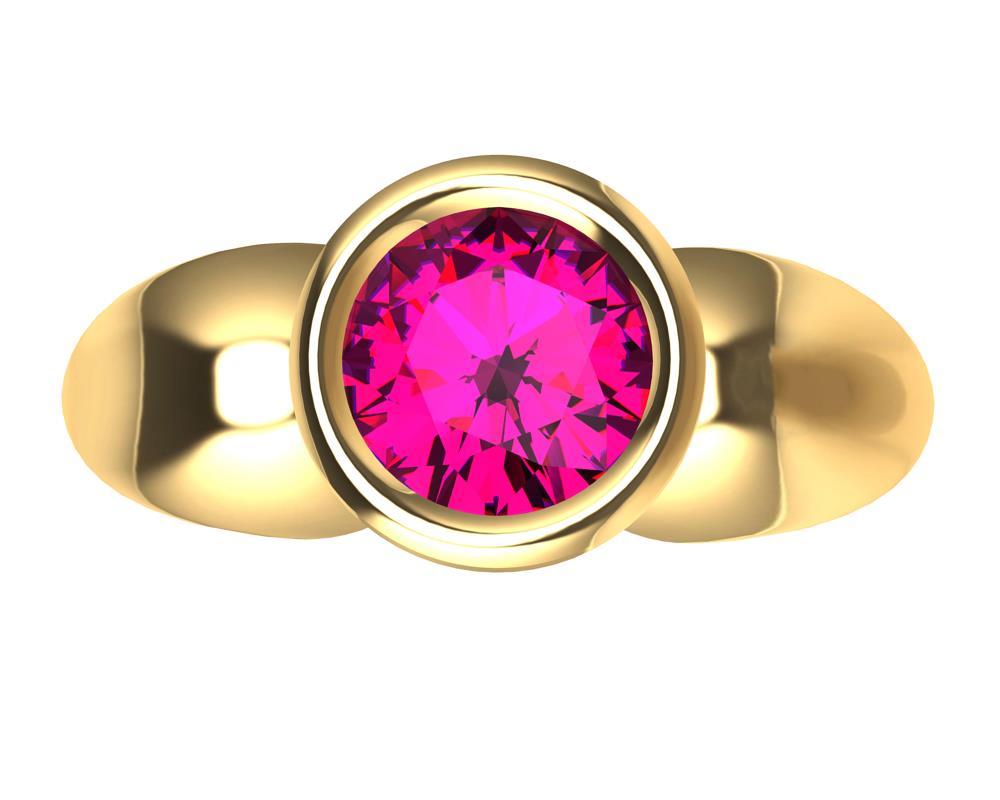 For Sale:  18 Karat Yellow Gold Pink Sapphire 1.09 Carat Teardrop Sculpture Ring 2