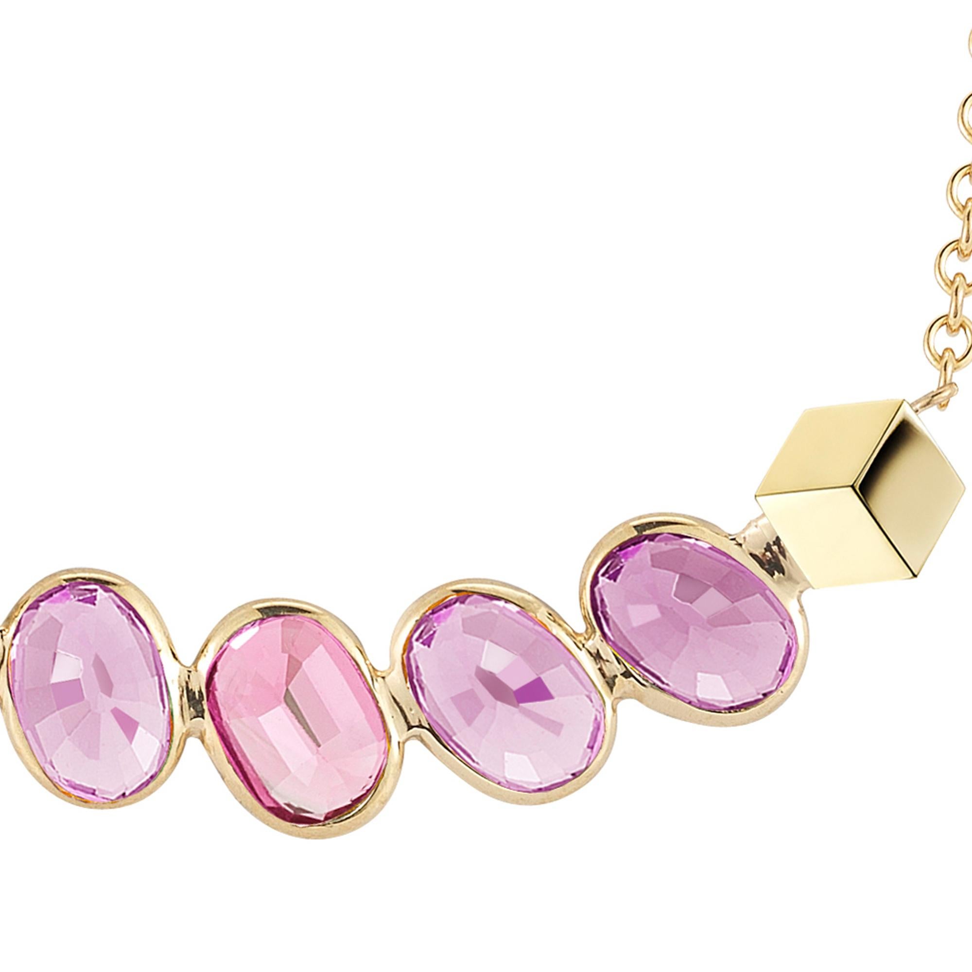 Contemporary Paolo Costagli 18kt Yellow Gold Pink Sapphire, 2.91 Carat Ombré Pendant Necklace For Sale