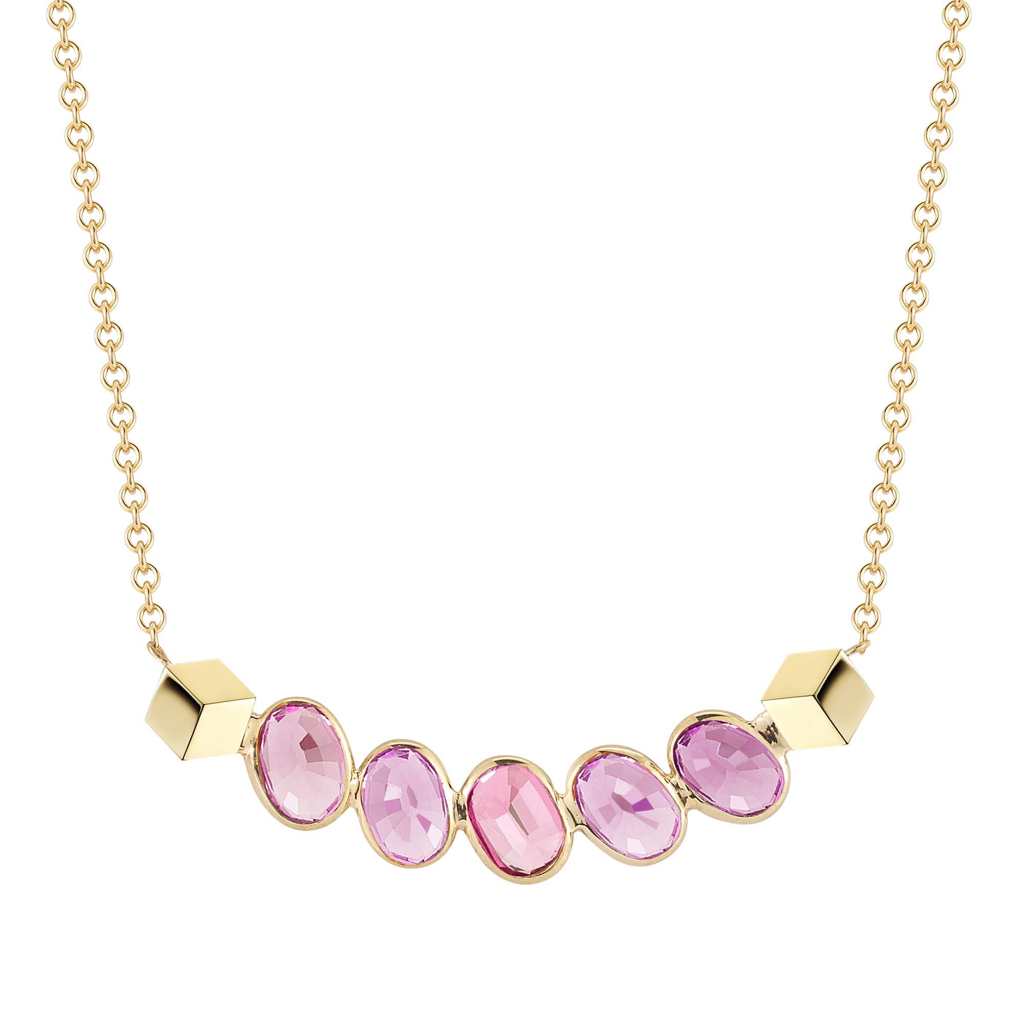Paolo Costagli 18kt Yellow Gold Pink Sapphire, 2.91 Carat Ombré Pendant Necklace im Angebot