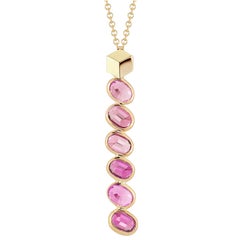 Paolo Costagli 18 Karat Yellow Gold Pink Sapphire Ombre Pendant Necklace
