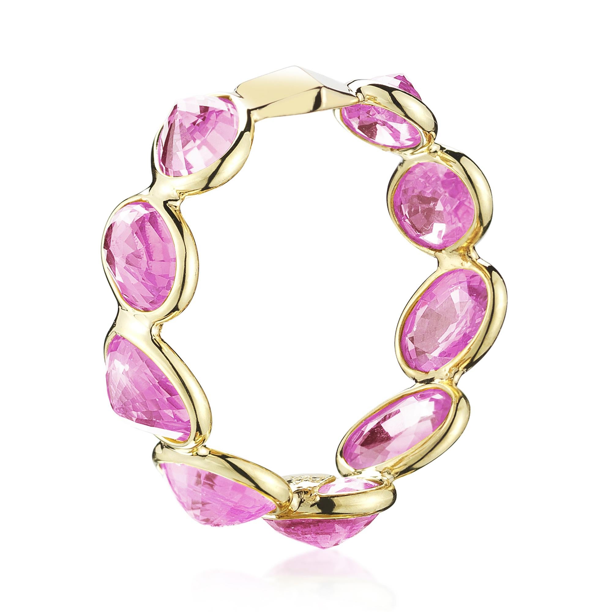 Contemporary Paolo Costagli 18 Karat Yellow Gold Pink Sapphire, 4.86 Carat Ombre Ring For Sale