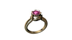18 Karat Yellow Gold Pink Tourmaline Tulip Ring