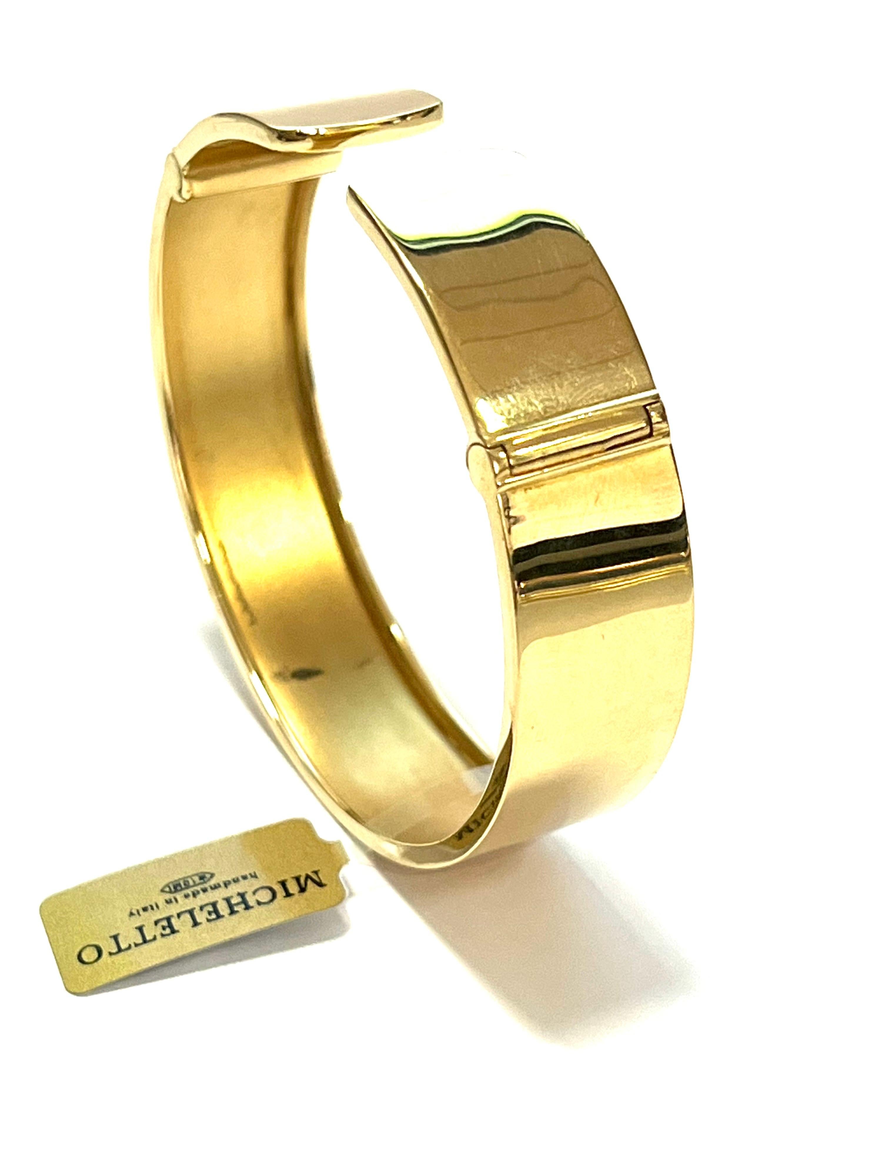 18 Karat Yellow Gold Plain Cuff Bracelet In New Condition For Sale In Milano, Lombardia