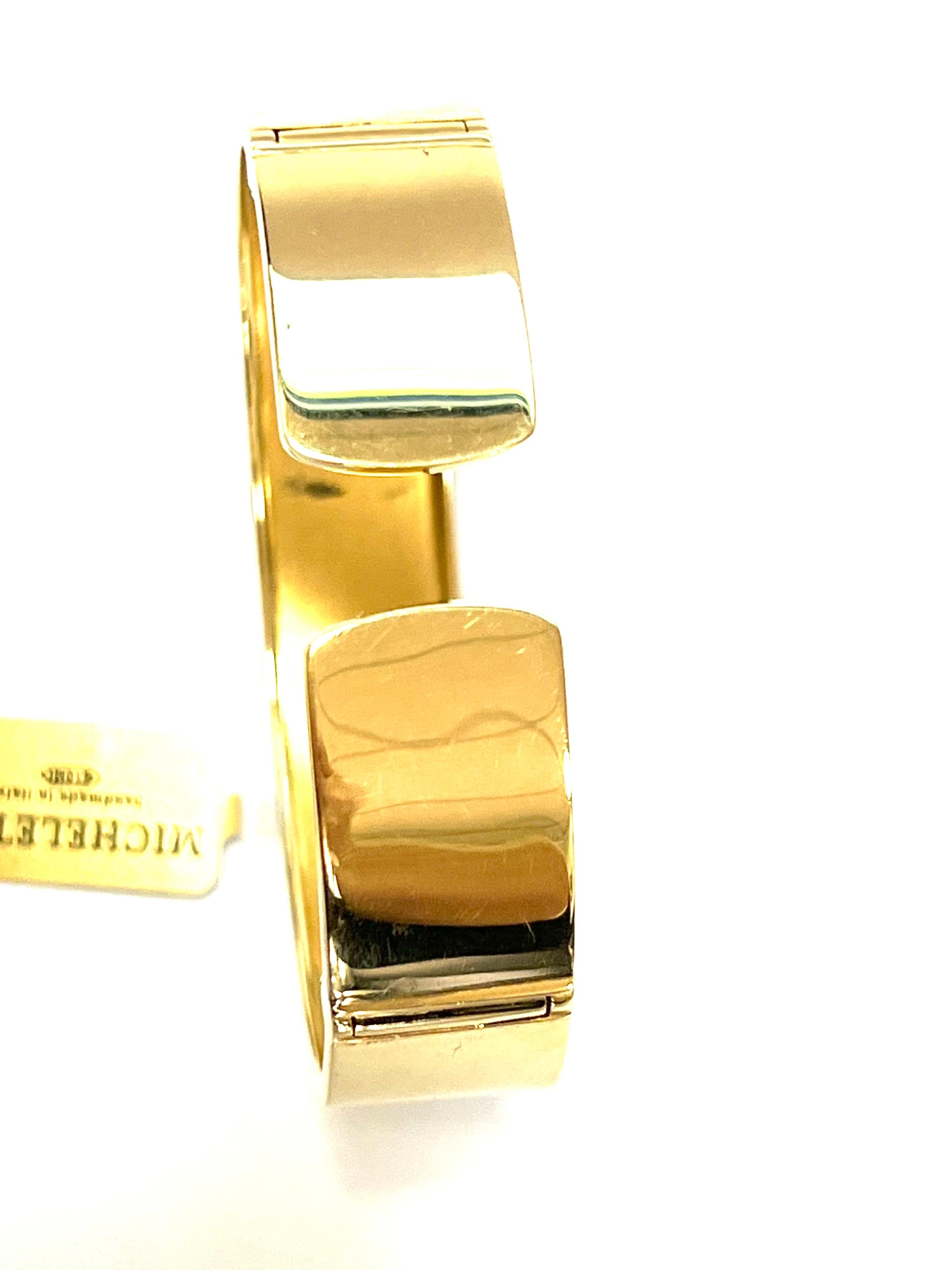 Women's or Men's 18 Karat Yellow Gold Plain Cuff Bracelet For Sale