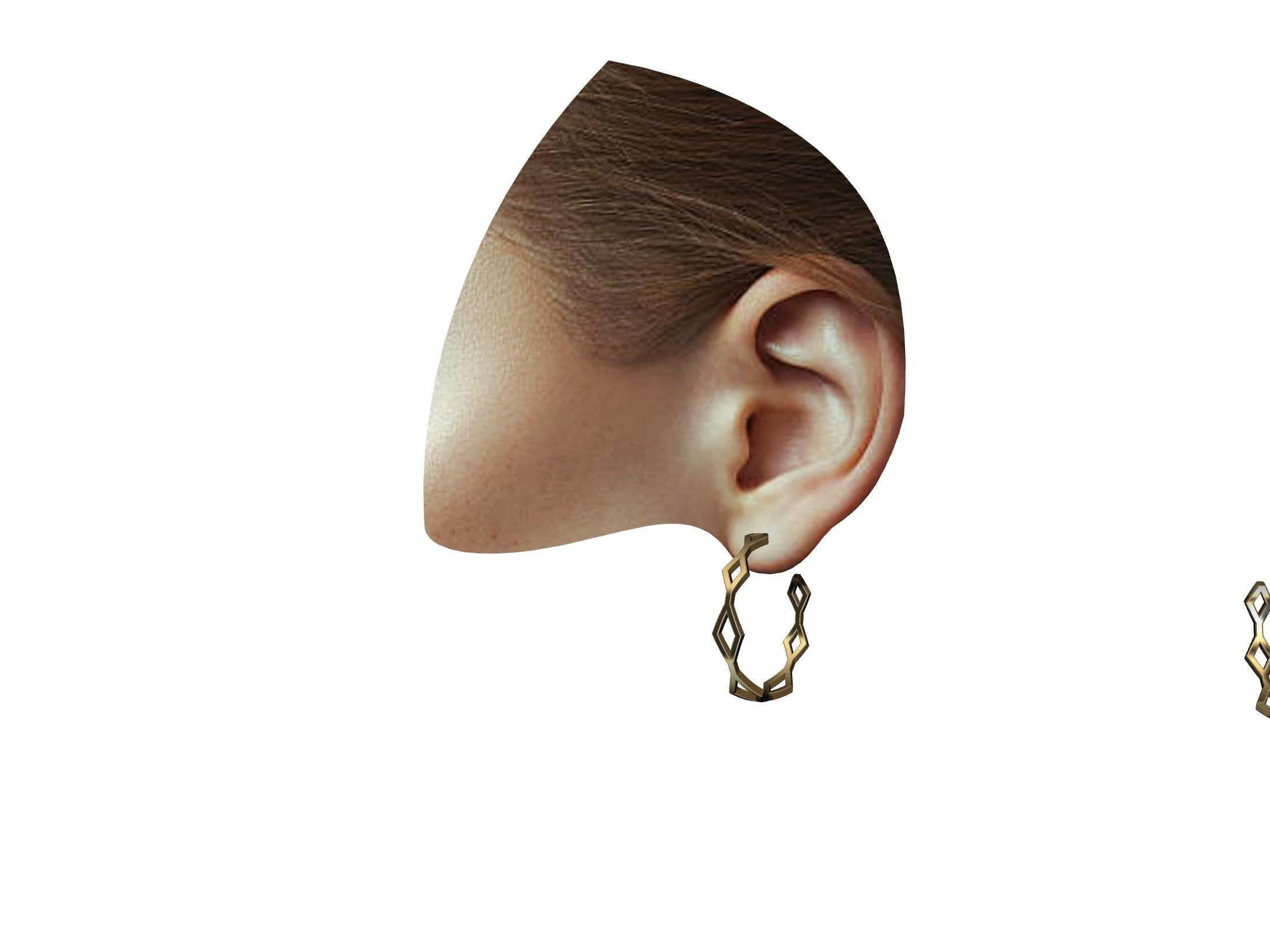 18 Karat Yellow Gold plated 39 mm diameter Seven Rhombus Hoops In New Condition For Sale In New York, NY