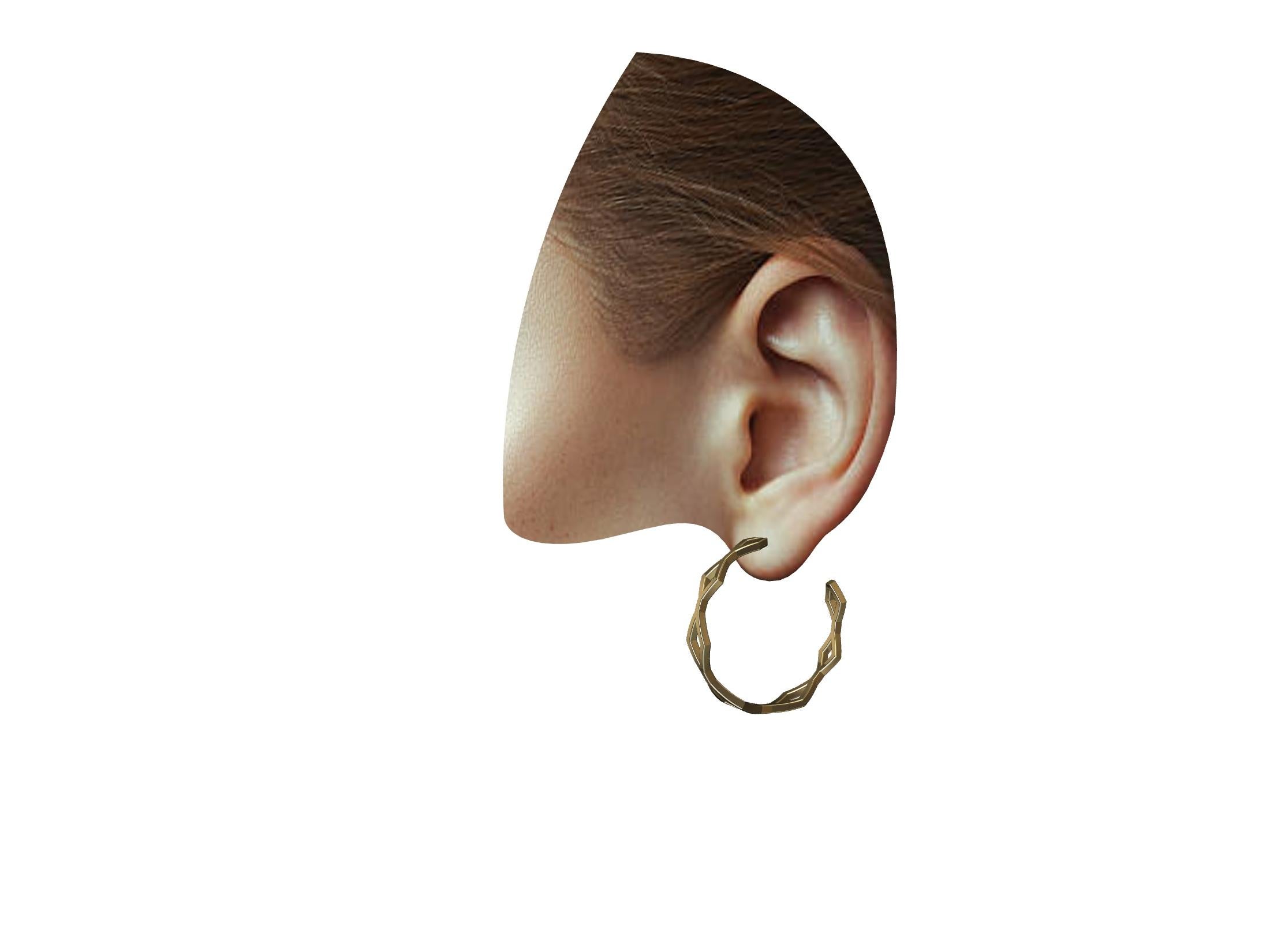 Women's 18 Karat Yellow Gold plated 39 mm diameter Seven Rhombus Hoops For Sale