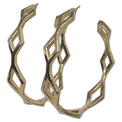 18 Karat Gelbgold vergoldete 39 mm Durchmesser Sieben Rhombus-Creolen