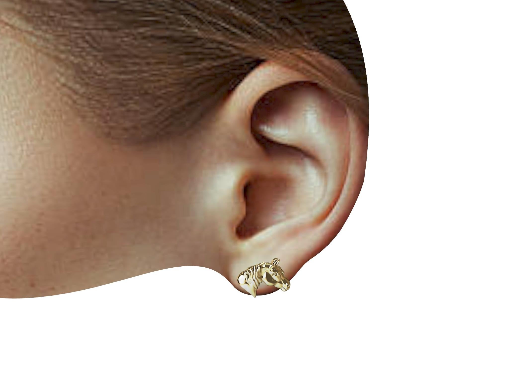 Orecchini a perno con cavallo placcato oro giallo 18 carati in vendita 1