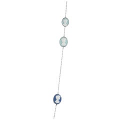 Rhodium Platin-Sterlingsilber-Porträt einer neoklassizistischen Damen-Halskette