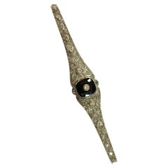 18 Karat Yellow Gold Platinum and Diamond Brooch