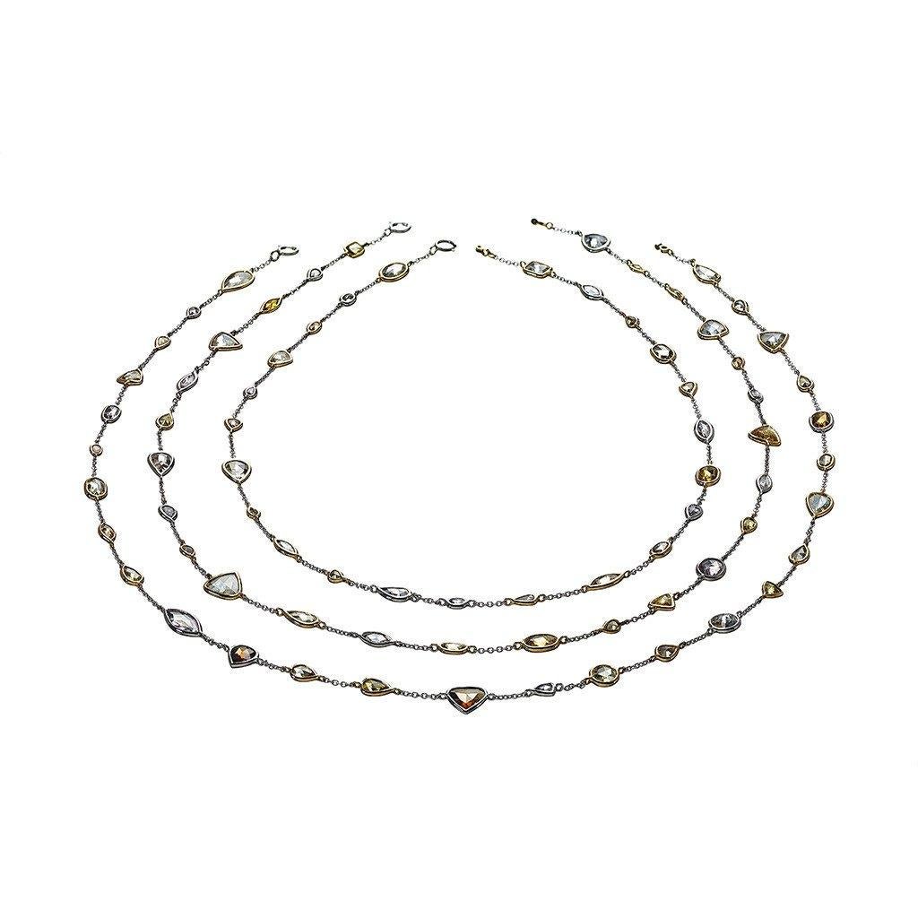 18 Karat Gelbgold Platin Halskette mit ausgefallenen Diamanten (Moderne) im Angebot
