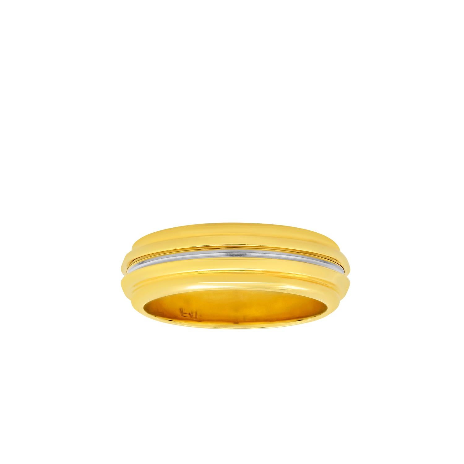 Modern FARBOD 18 Karat Yellow Gold and Platinum Wedding Ring 