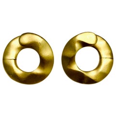 Vintage 18 Karat Yellow Gold Pomellato Circle Pierced Earrings