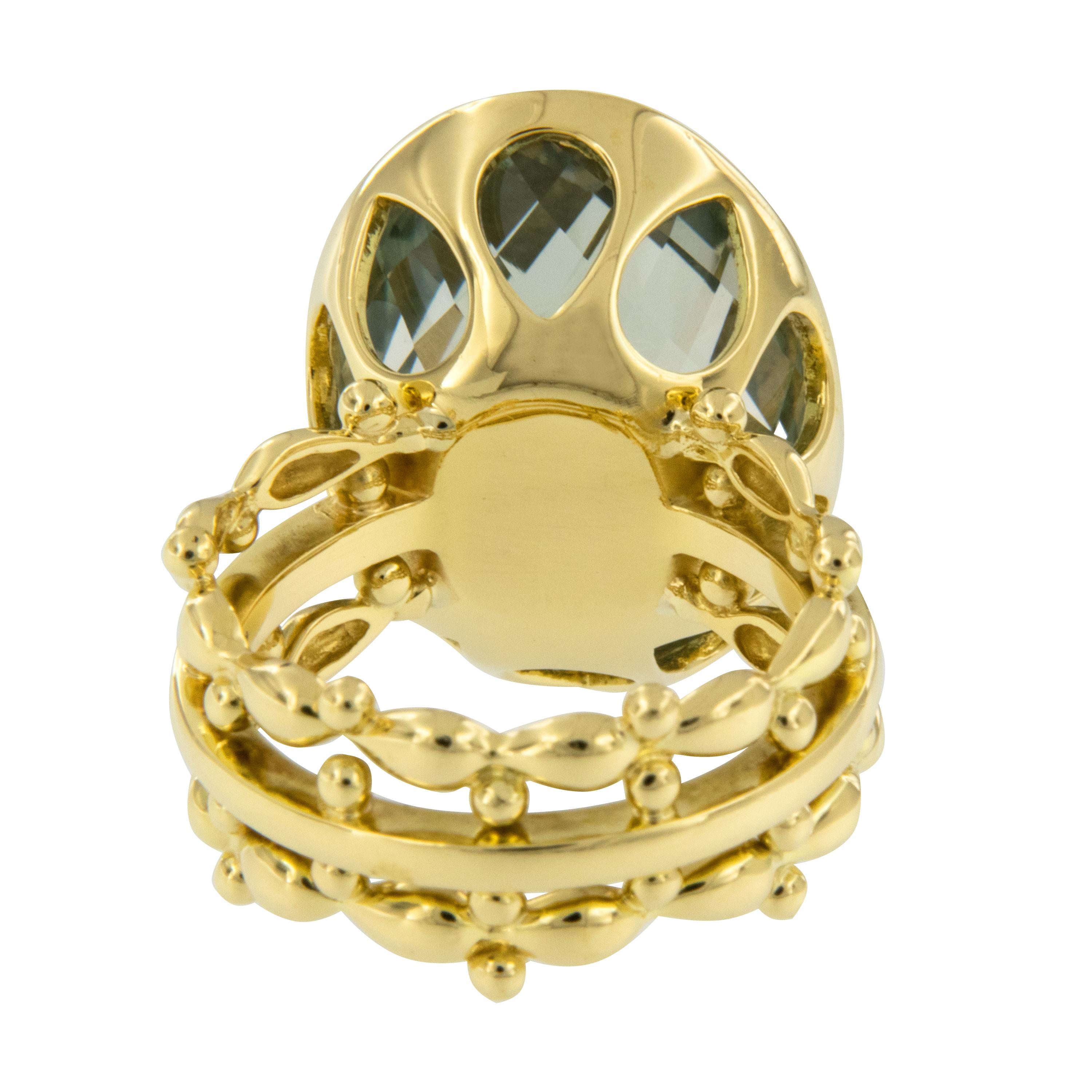 18 Karat Yellow Gold Prasiolite Fashion Ring In Good Condition For Sale In Troy, MI
