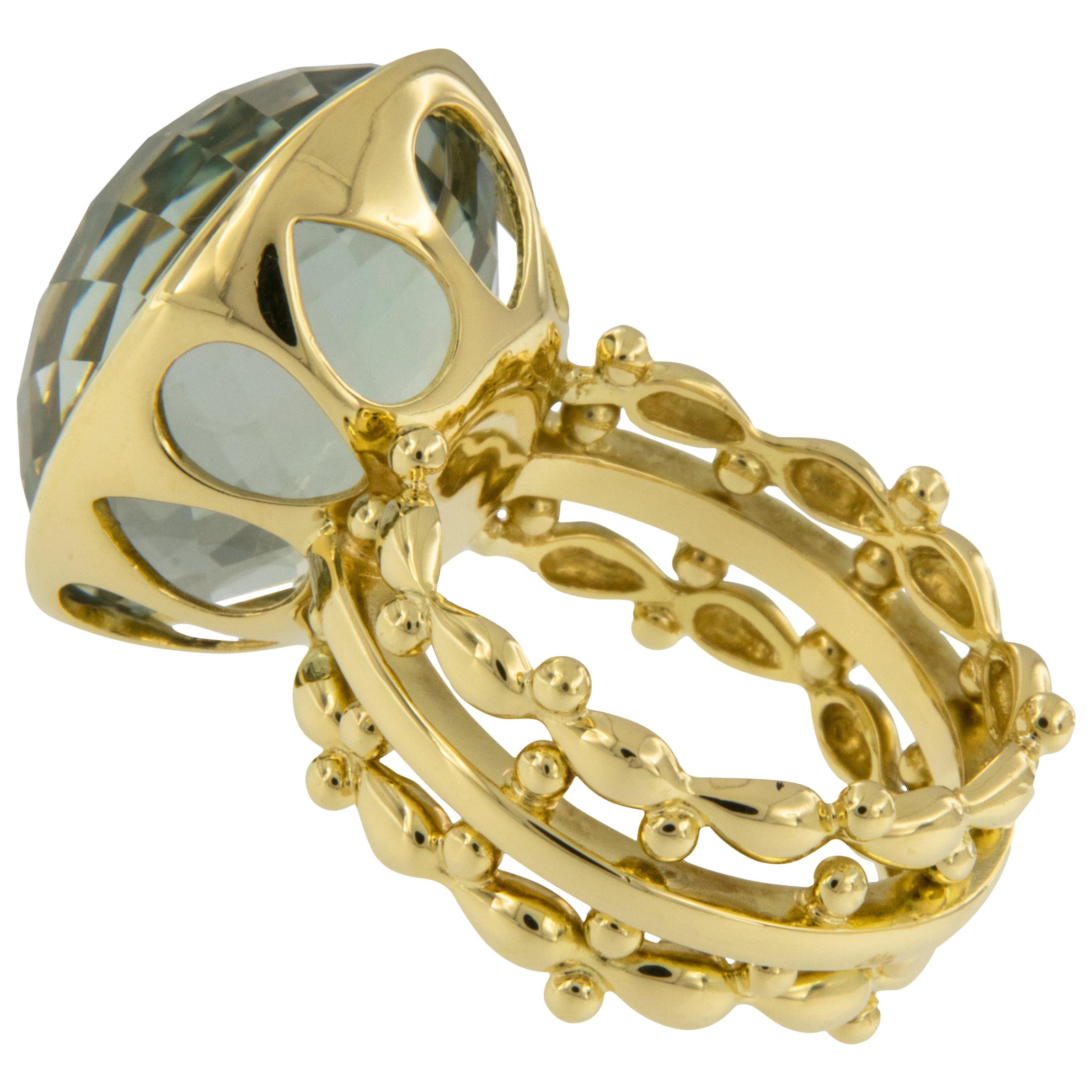 18 Karat Yellow Gold Prasiolite Fashion Ring For Sale