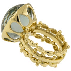 18 Karat Yellow Gold Prasiolite Fashion Ring