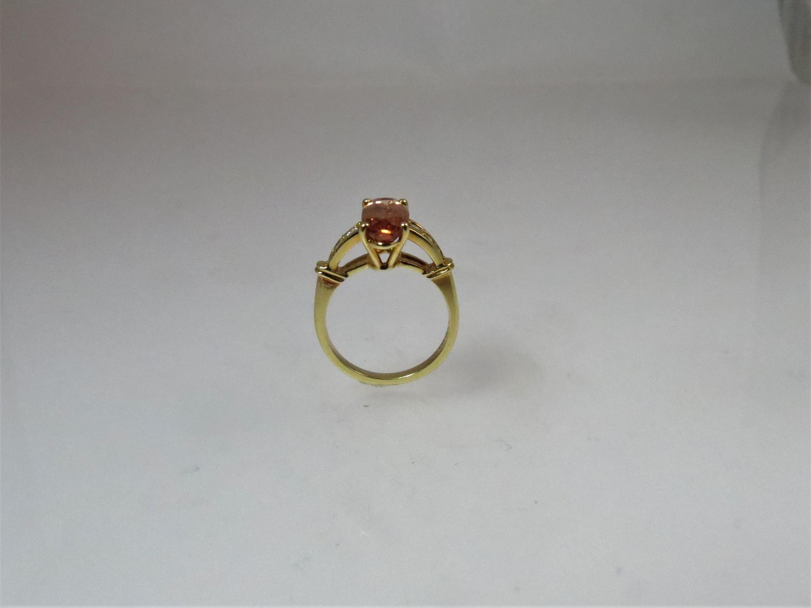 Women's 18 Karat Yellow Gold Precious Topaz and Diamond Ring For Sale