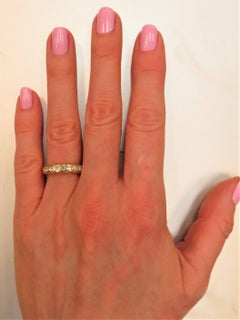 18 Karat Yellow Gold Princess Cut and Round Diamond Wedding Band