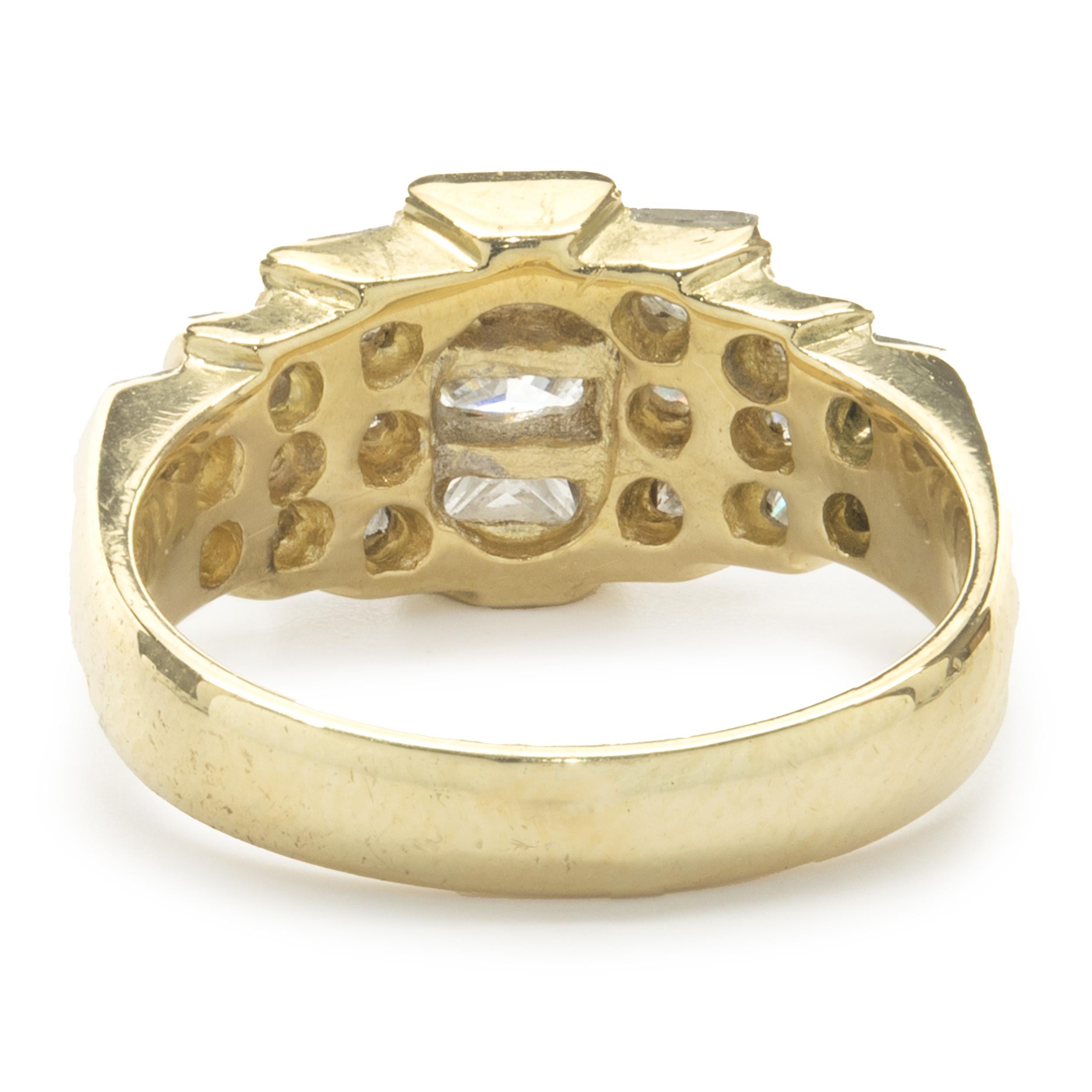 Wasserfall-Ring aus 18 Karat Gelbgold mit Diamanten im Prinzessinnenschliff (Carréschliff)