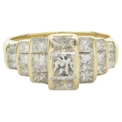 Wasserfall-Ring aus 18 Karat Gelbgold mit Diamanten im Prinzessinnenschliff