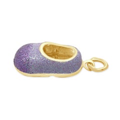 18 Karat Yellow Gold Purple Baby Shoe Charm