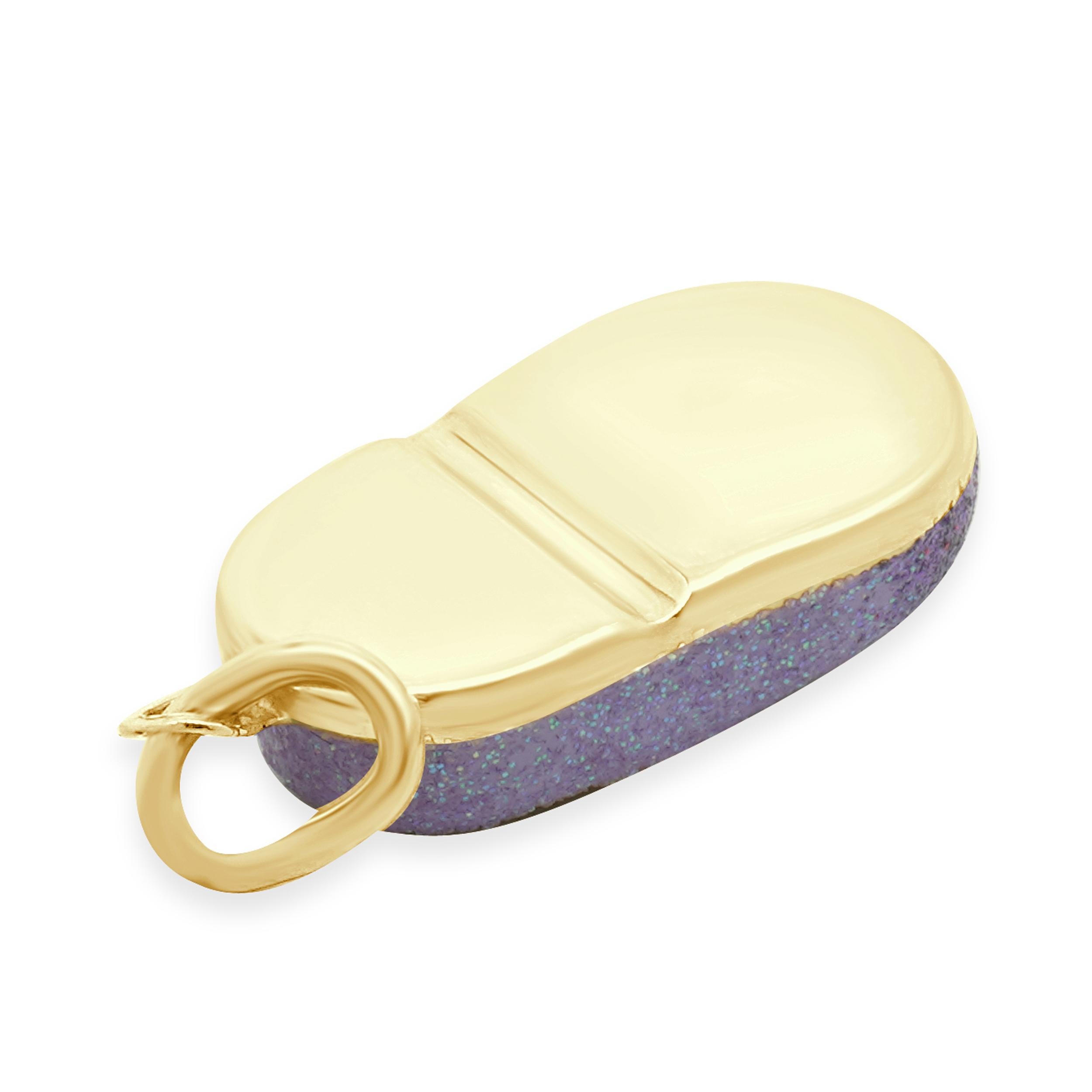 Women's 18 Karat Yellow Gold Purple Baby Shoe Charm For Sale