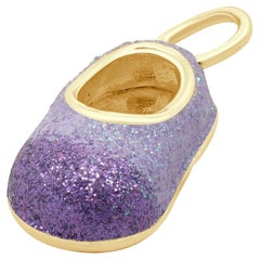 18 Karat Yellow Gold Purple Baby Shoe Charm