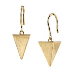18 Karat Yellow Gold Pyramid Earrings