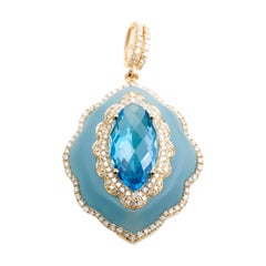 18 Karat Yellow Gold Quartz and Topaz Enhancer Pendent