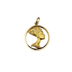 18 Karat Yellow Gold Queen Nefertiti Pendant #19125