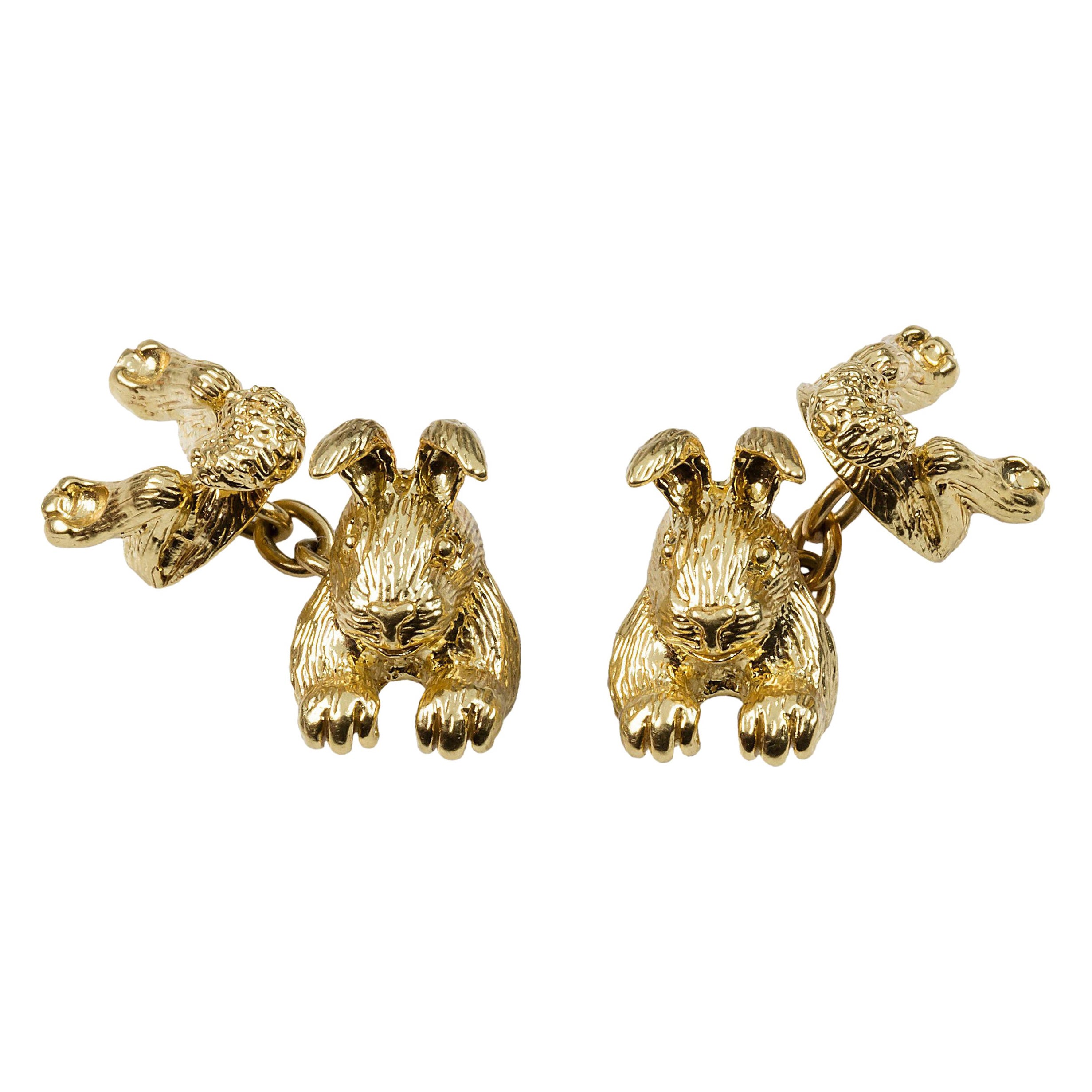 Gemelos Conejo Oro Amarillo 18 Kilates