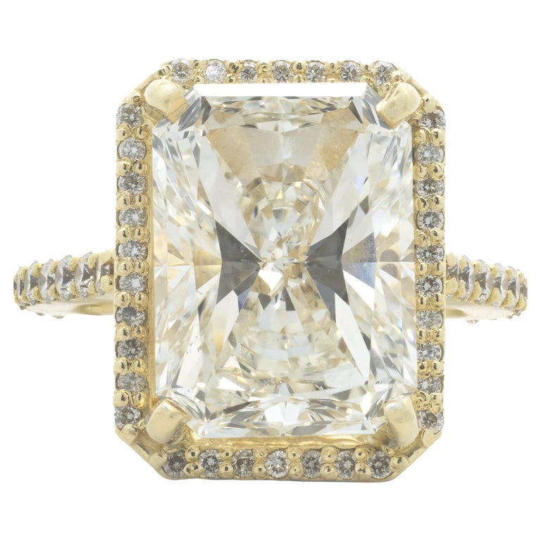 18 Karat Yellow Gold Radian Cut Diamond Engagement Ring For Sale at ...