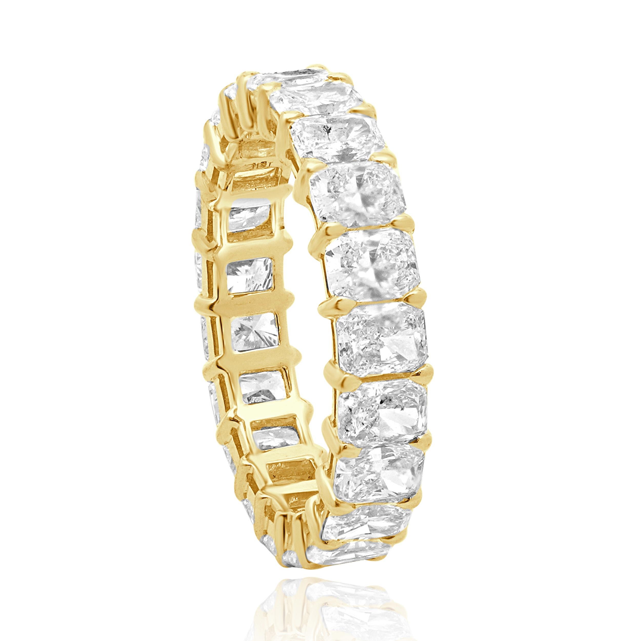 Women's or Men's 18 Karat Yellow Gold Radiant Cut Diamond Eternity Band
