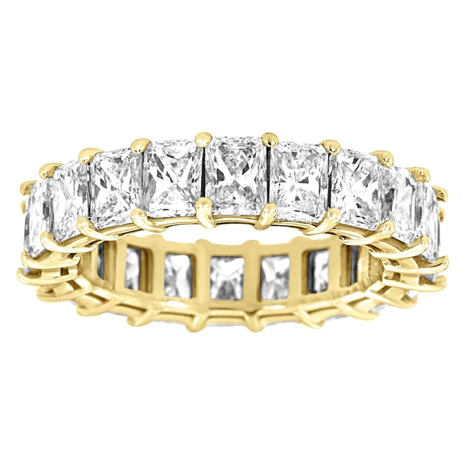 Bague d'éternité rayonnante en or jaune 18 carats avec diamants de 6 carats