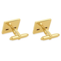 18 Karat Gelbgold Manschettenknöpfe mit Regenbogen-Saphir und Diamant