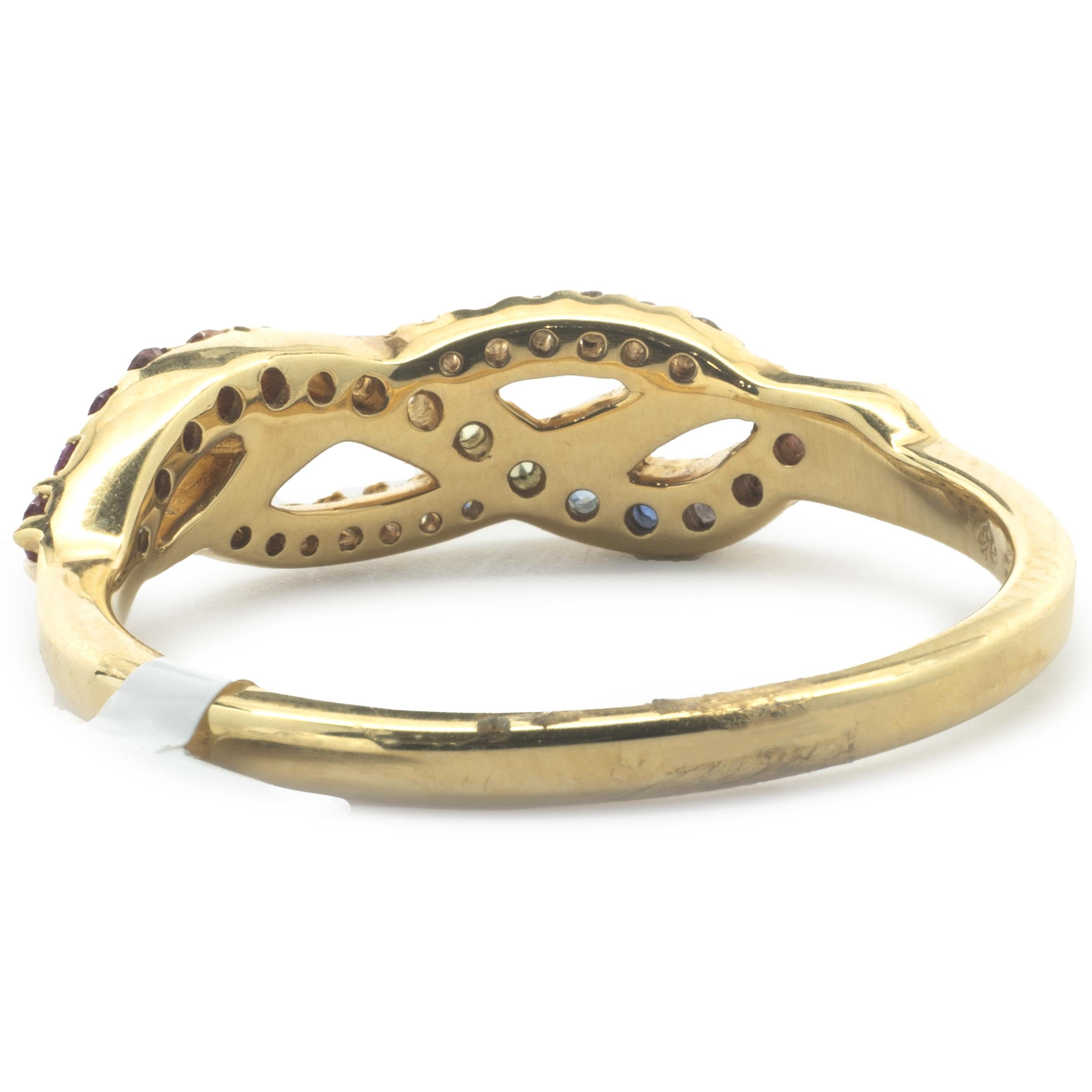 Fascia a spirale con zaffiro e diamante in oro giallo 18 carati In condizioni ottime in vendita a Scottsdale, AZ
