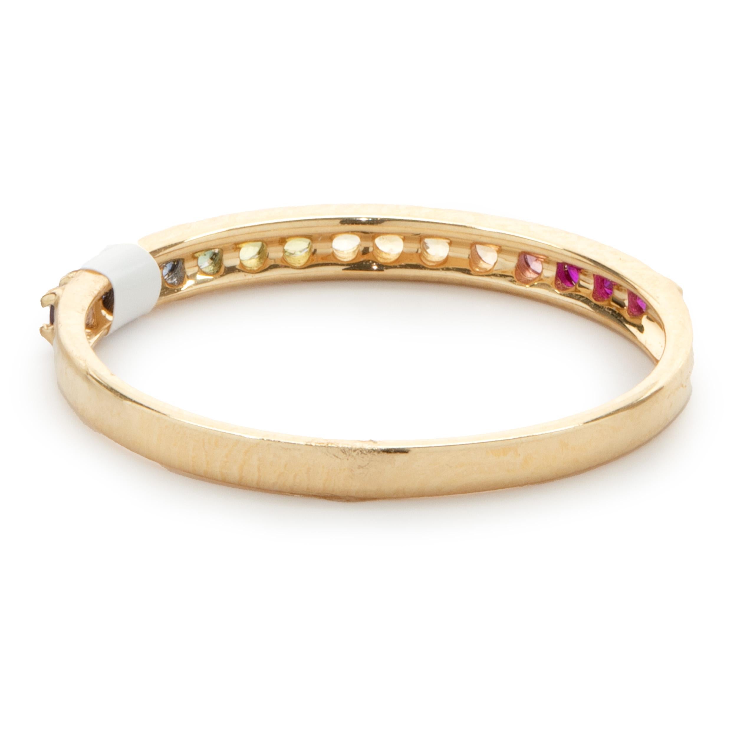 Round Cut 18 Karat Yellow Gold Rainbow Sapphire Band For Sale