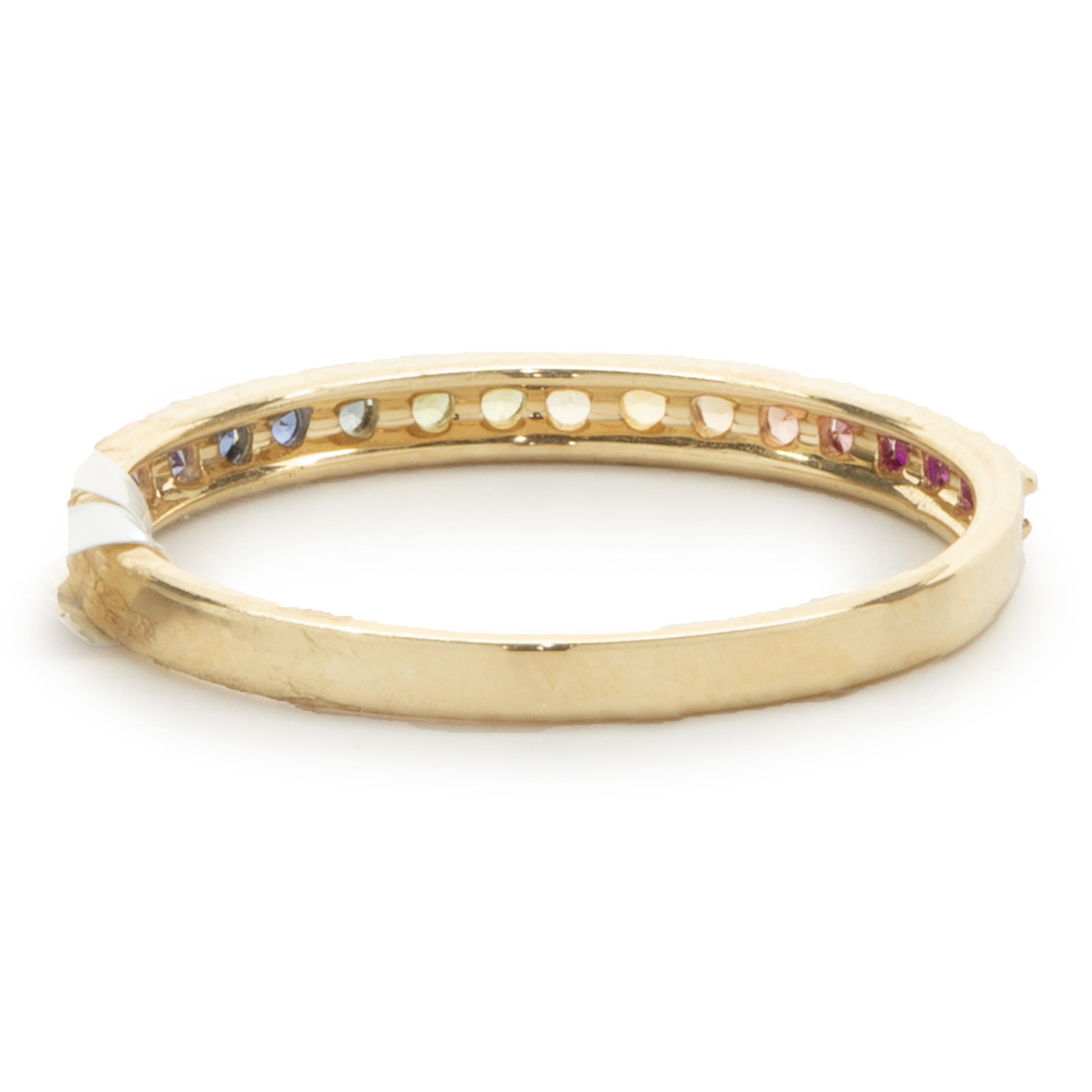 Round Cut 18 Karat Yellow Gold Rainbow Sapphire Band For Sale